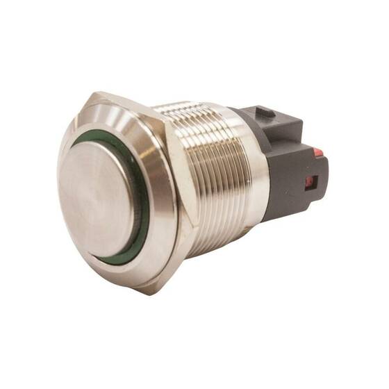 22E-G1Z-E 22mm Çıkık Anahtarlı Işıklı Metal Buton - Yeşil